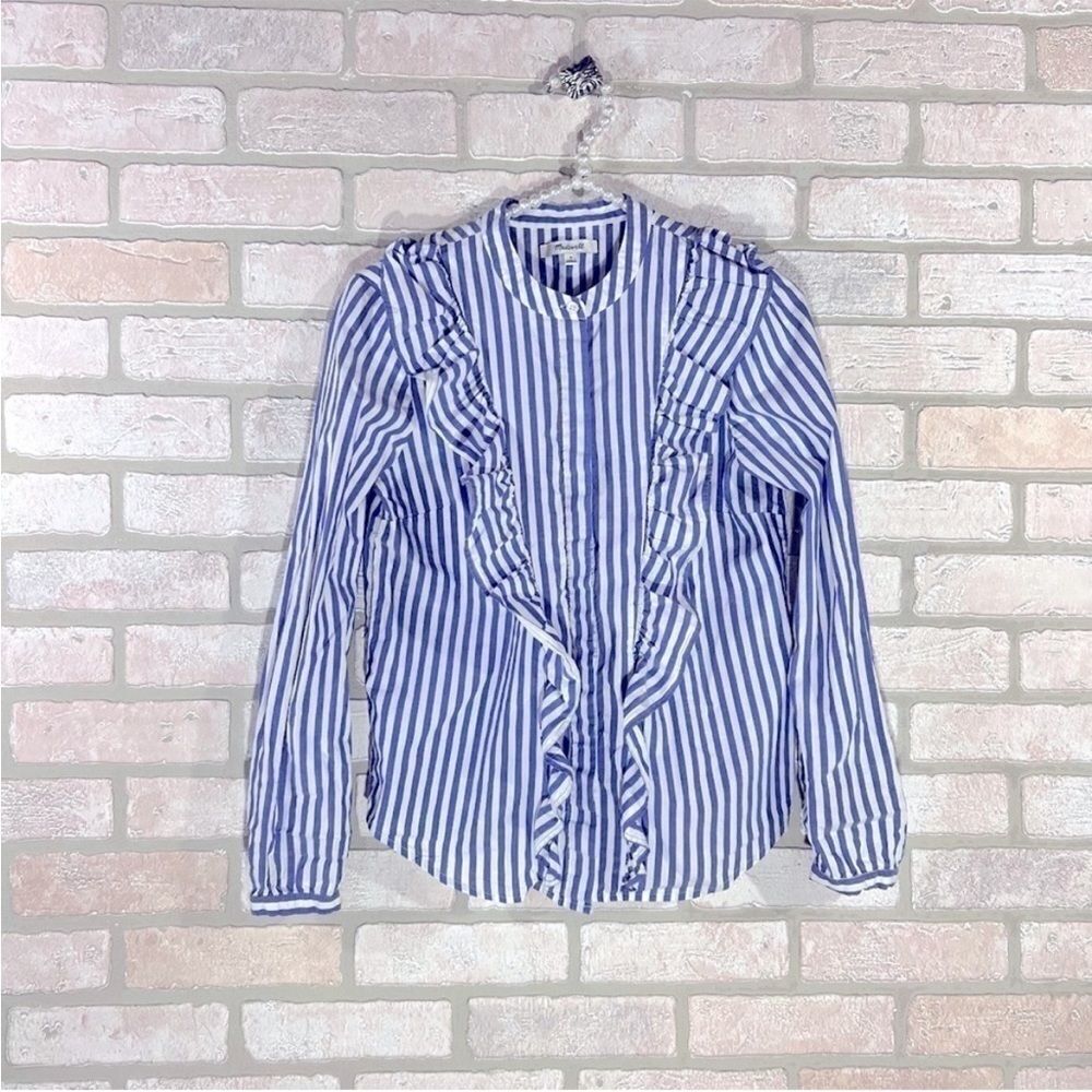 Madewell Whitney Striped Ruffle Striped Blouse Size S - Picture 6 of 11